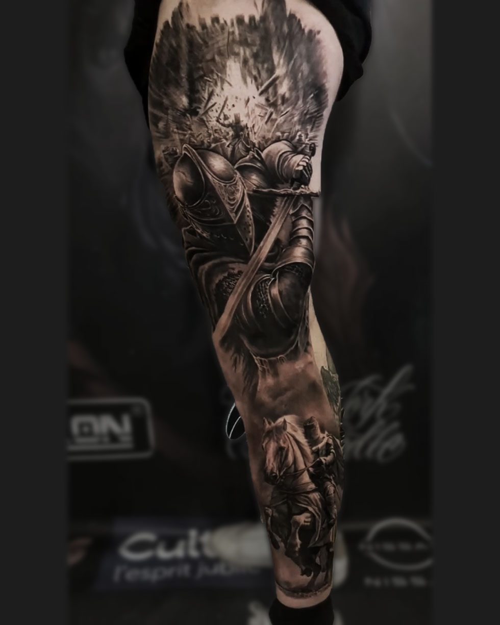 tatouage chevalier réaliste